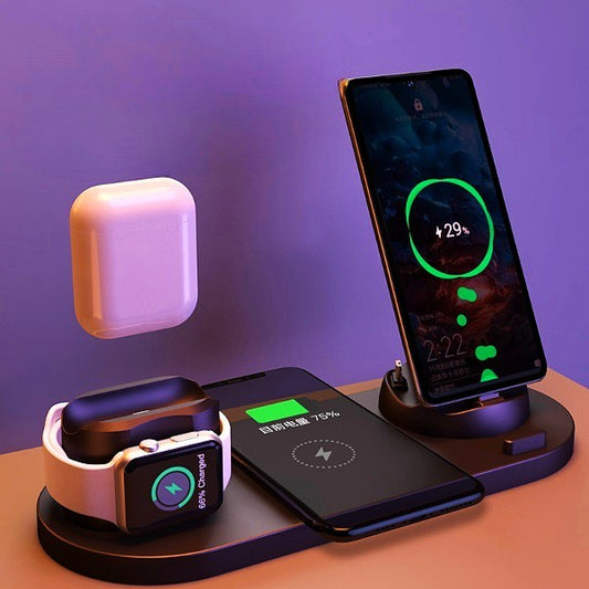 Wireless Charger For IPhone Fast Charger For Phone Fast Charging Pad For Phone Watch 6 In 1 Charging Dock Station - Gadget Garb